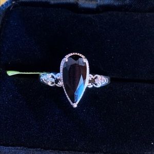 Black Spinel sterling silver ring